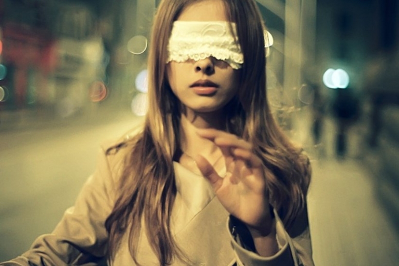 Blindfolded waiting for stranger pic